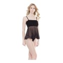 Coquette Babydoll z falbanami czarna sukienka nocna L/XL