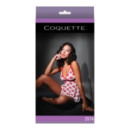 Coquette Babydoll z nadrukiem i stringi - subtelny komplet damski