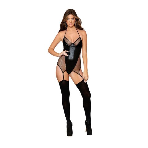 Dreamgirl Halka damska z paskami do pończoch uniwersalna czarna Dreamgirl Halka damska z paskami do pończoch uniwersalna czarna