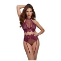 Dreamgirl Komplet Top z Rajstopami do Pończoch Czarny S