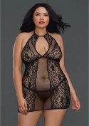 Dreamgirl Koszulka Plus Size siateczkowa z koronką i wiązaniem