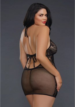 Dreamgirl Koszulka Plus Size siateczkowa z koronką i wiązaniem