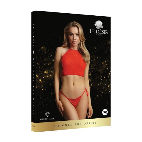 Le Desir Komplet Top Halter i Figi z Kryształkami S-XL Le Desir Komplet Top Halter i Figi z Kryształkami S-XL