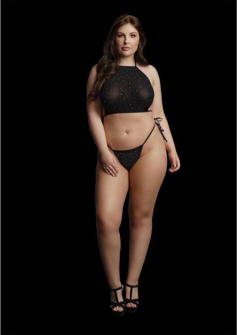 Le Desir Plus Size Komplet Top i Majtki z Kryształkami 1XL-3XL Le Desir Plus Size Komplet Top i Majtki z Kryształkami 1XL-3XL