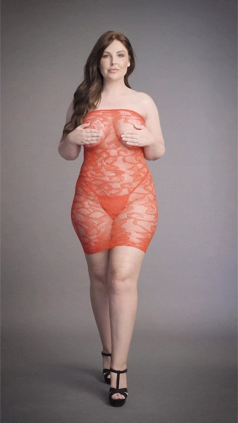 Le Desir Plus Size sukienka z dżetami, elastyczna koronka 1XL-3XL Le Desir Plus Size sukienka z dżetami, elastyczna koronka 1XL-3XL