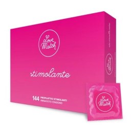 Love Match Stimolante 144 szt. - prezerwatywy żebrowane i punktowe