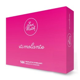 Love Match Stimolante 144 szt. - prezerwatywy żebrowane i punktowe