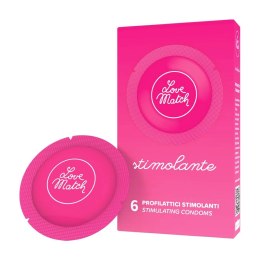 Love Match Stimolante prezerwatywy żebrowane i kropkowane 6 sztuk