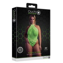 Ouch! Neon Body z dekoltem w szpic XL-XXXXL aktywowane UV roż