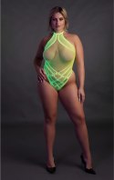 Ouch! Neon Body z dekoltem w szpic XL-XXXXL aktywowane UV roż