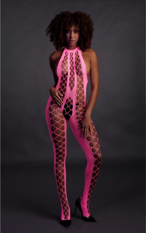 Ouch! Neon Bodystocking XS/L - Elastyczny stroj z dekoltem V, aktywowany UV Ouch! Neon Bodystocking XS/L - Elastyczny stroj z dekoltem V, aktywowany UV