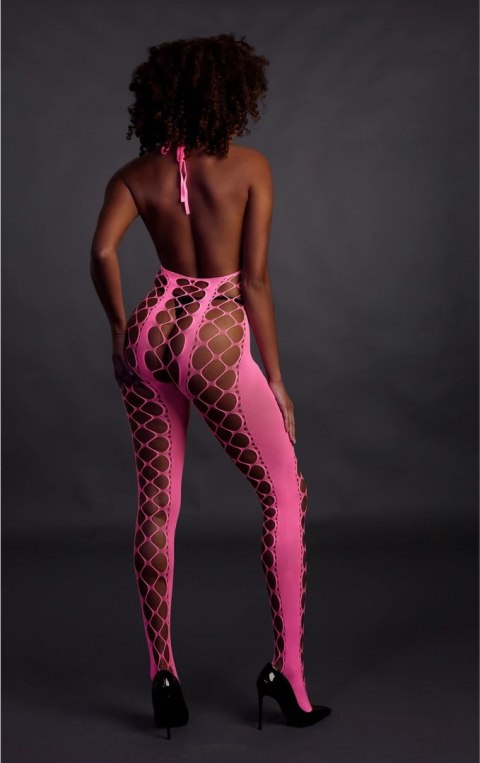 Ouch! Neon Bodystocking XS/L - Elastyczny stroj z dekoltem V, aktywowany UV Ouch! Neon Bodystocking XS/L - Elastyczny stroj z dekoltem V, aktywowany UV