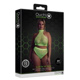 Ouch! Neon Set Top z Golfem i Majtki Wysoki Stan XL-XXXXL Neon Roż/Zieleń