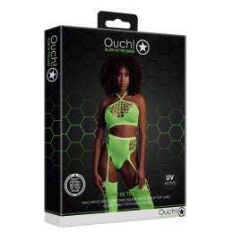 Ouch! Neon Set dwuczęściowy top z pończochami XS/L roż UV