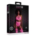 Ouch! Neon dwuczęściowe body z topem i pończochami XS/L rożowe