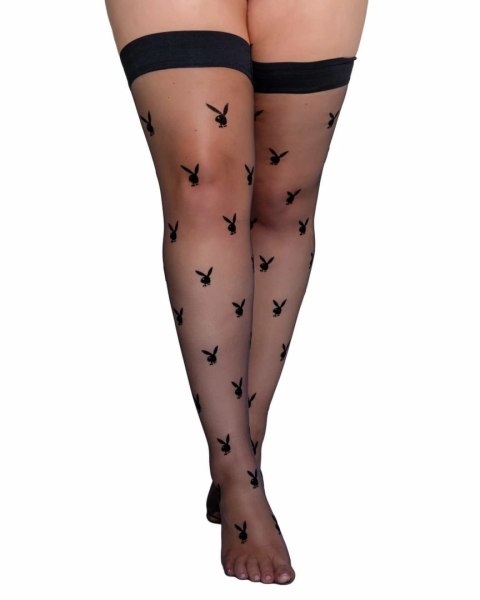 Playboy Lingerie Bunny Noir pończochy z logo, czarne, rozmiar uniwersalny Playboy Lingerie Bunny Noir pończochy z logo, czarne, rozmiar uniwersalny