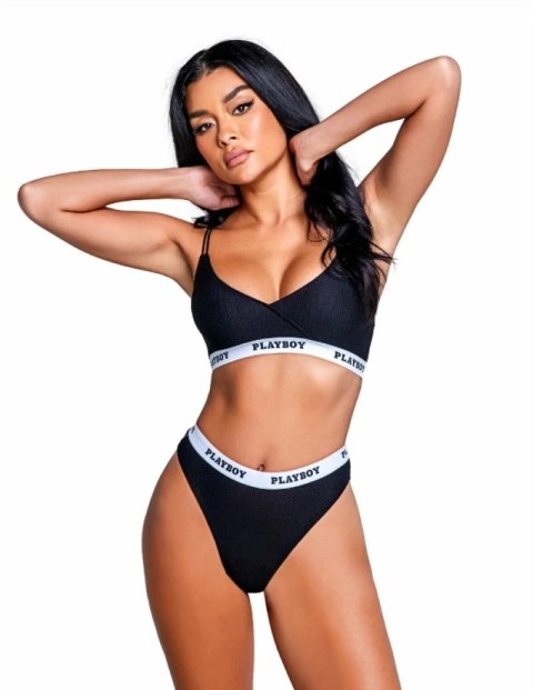 Playboy Lingerie Lifestyle zestaw dwuczęściowy czarny, logo, M Playboy Lingerie Lifestyle zestaw dwuczęściowy czarny, logo, M