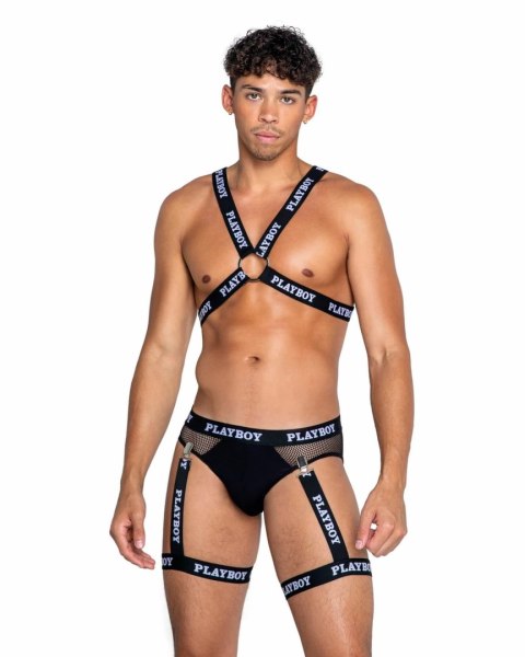 Playboy Lingerie Mens Dark Room Harness z regulacją, czarny