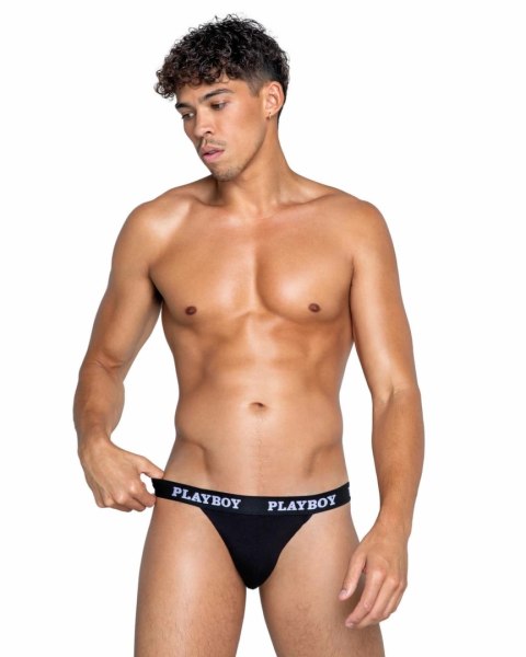 Playboy Mens Modal Gym Jockstrap - Anatomiczny model sportowy czarny