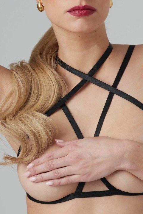 Strappy Fia Harness Bralette czarny - regulowany biustonosz z paskow Strappy Fia Harness Bralette czarny - regulowany biustonosz z paskow