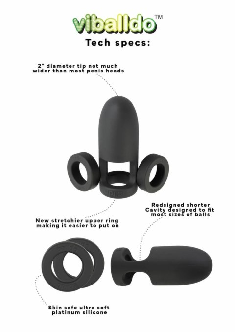 Viballdo Viballdo™ Black - System wibrujący, dłuższy, regulowany rozmiar Viballdo Viballdo™ Black - System wibrujący, dłuższy, regulowany rozmiar
