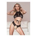 Allure komplet top i majtki L/XL koronkowe czarne paseczki