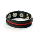 Prowler Red Pasek regulowany skorzany z trzema zatrzaskami czarno-czerwony