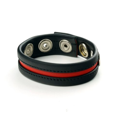 Prowler Red Pasek regulowany skorzany z trzema zatrzaskami czarno-czerwony