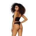 Dreamgirl Gorset damski z siateczki i koronki L czarny + stringi