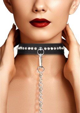 Ouch! Diamond Collection - elegancka obroża z diamentowymi zdobieniami i smyczą