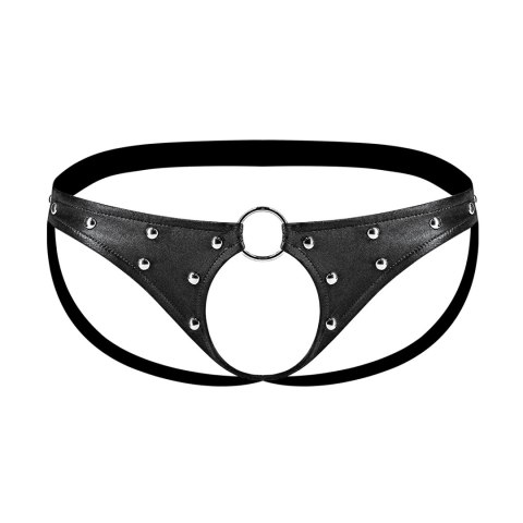 Male Power Fetish Jock skorzane stringi z otwartym kroczem SM czarne Male Power Fetish Jock skorzane stringi z otwartym kroczem SM czarne