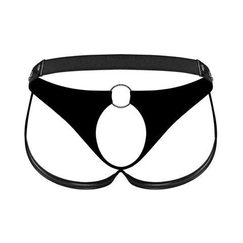 Male Power Fetish Jock skorzane stringi z otwartym kroczem SM czarne Male Power Fetish Jock skorzane stringi z otwartym kroczem SM czarne