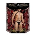 Male Power Fetish stringi z uprzężą i chokerem S/M czarne
