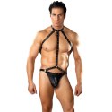 Male Power Fetish stringi z uprzężą i chokerem S/M czarne