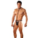 Male Power LXL Choker z kieszenią G-string czarny z ćwiekami