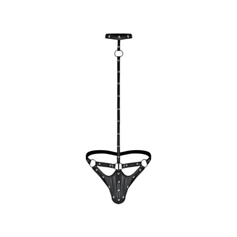 Male Power LXL Choker z kieszenią G-string czarny z ćwiekami Male Power LXL Choker z kieszenią G-string czarny z ćwiekami