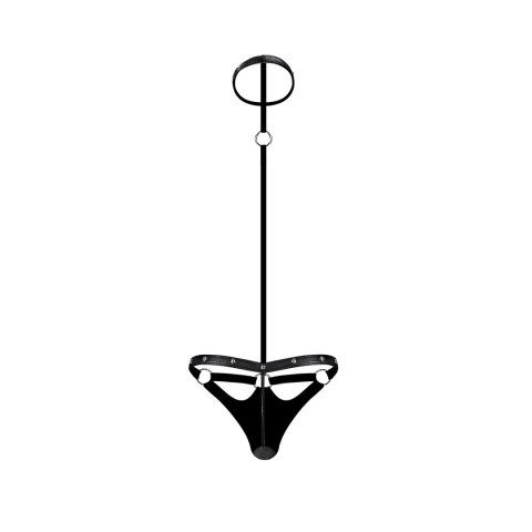 Male Power LXL Choker z kieszenią G-string czarny z ćwiekami Male Power LXL Choker z kieszenią G-string czarny z ćwiekami