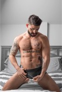 Male Power Zip It szorty męskie z ukośnym zamkiem, czarne, rozmiar M