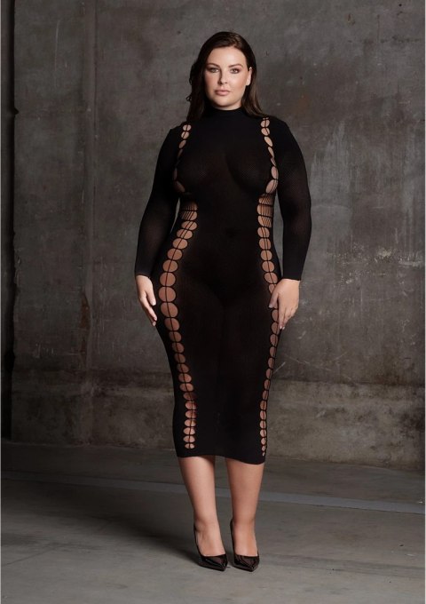 Le Desir Carme Plus Size dopasowana sukienka długa czarna XL-XXXXL Le Desir Carme Plus Size dopasowana sukienka długa czarna XL-XXXXL
