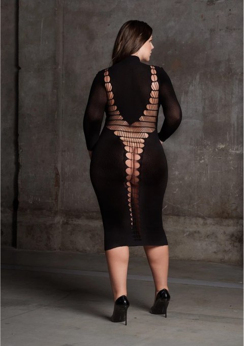 Le Desir Carme Plus Size dopasowana sukienka długa czarna XL-XXXXL Le Desir Carme Plus Size dopasowana sukienka długa czarna XL-XXXXL