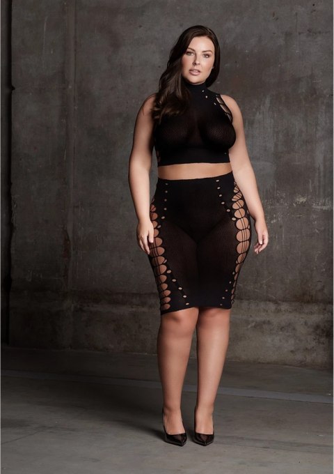 Le Desir Kala zestaw top + spodnica modelująca Plus Size czarny Le Desir Kala zestaw top + spodnica modelująca Plus Size czarny