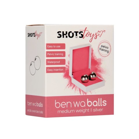 Shots Toys Ben Wa Balls Duo - zestaw 2 kulek, średnia waga, trening mięśni Shots Toys Ben Wa Balls Duo - zestaw 2 kulek, średnia waga, trening mięśni