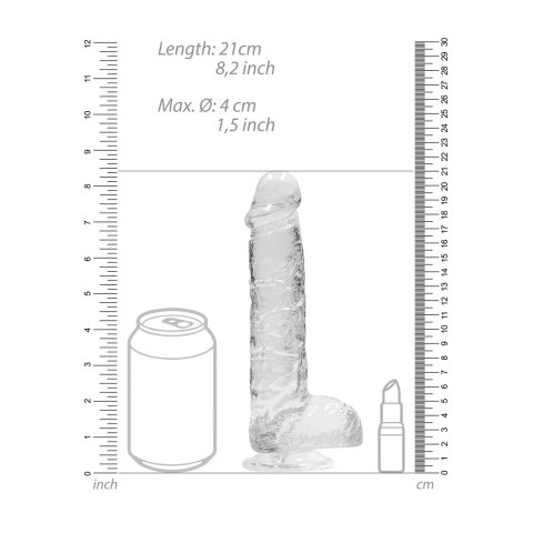 RealRock Crystal Clear model 21 cm z anatomiczną podstawą, przezroczysty RealRock Crystal Clear model 21 cm z anatomiczną podstawą, przezroczysty