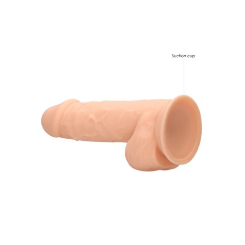 RealRock Ultra silikonowy model z jądrami 21,6 cm przyssawka cielisty RealRock Ultra silikonowy model z jądrami 21,6 cm przyssawka cielisty