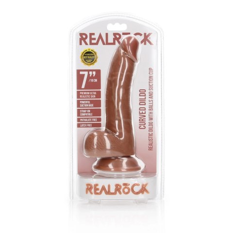 RealRock Zakrzywiony model intymny z jądrami i przyssawką 18 cm RealRock Zakrzywiony model intymny z jądrami i przyssawką 18 cm
