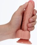RealRock Zakrzywiony model z jądrami i przyssawką 15,5 cm - anatomiczny silikon