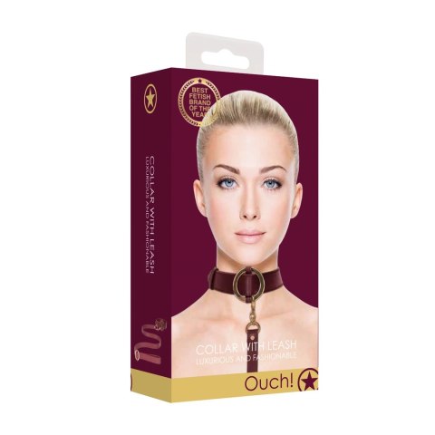 Ouch! Halo - Elegancka obroża ze smyczą skorzana złote akcenty Ouch! Halo - Elegancka obroża ze smyczą skorzana złote akcenty