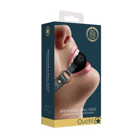 Ouch! Knebel kulkowy Halo - skorzany design, złote zdobienia Ouch! Knebel kulkowy Halo - skorzany design, złote zdobienia