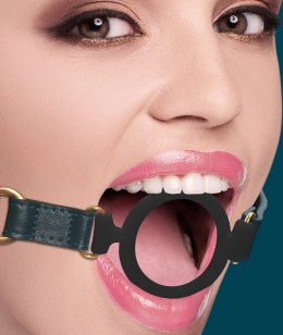 Ouch! Silikonowy knebel z otwartym kołkiem - złote detale, regulowany