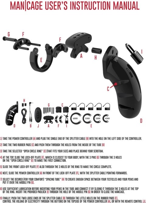 Man|Cage 22 System blokujący z elektrostymulacją 11,5 cm, regulowane pierścienie Man|Cage 22 System blokujący z elektrostymulacją 11,5 cm, regulowane pierścienie